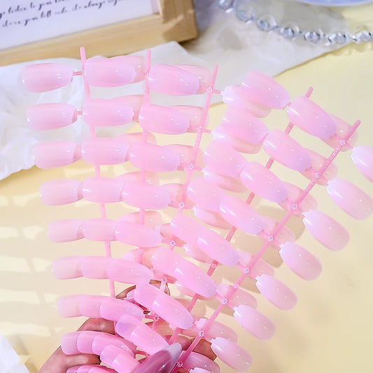 120pcs Pink Ombre Medium Coffin Press On Nails Glossy Handmade Acrylic Fake Nails Tips Gradient Design Artificial False Nails.