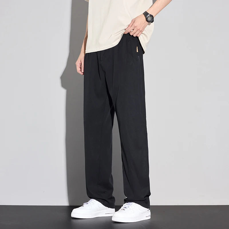 2025 Summer Thin Men's Soft Lyocell Casual Pants Breathable Fashion Solid Color Simple Male Trousers Brand Clothing