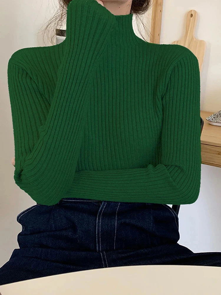 2026 chic Herbst winter Pullover Pullover Frauen Langarm casual rollkragen warme grundlegende Pullover stricken Jumper top