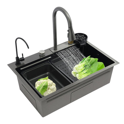 Edelstahl Rechteckige 68*45*21 cm Küche Waschbecken Große Single Slot Wasserhahn Set Seifenspender Tasse Waschmaschine