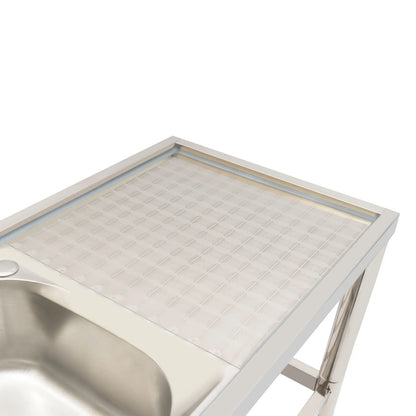 Freistehende Edelstahl Doppels ch üssel gewerbliche Küchen spüle Set mit Wasserhahn Abtropffläche mit/Werkbank & Doppel regale