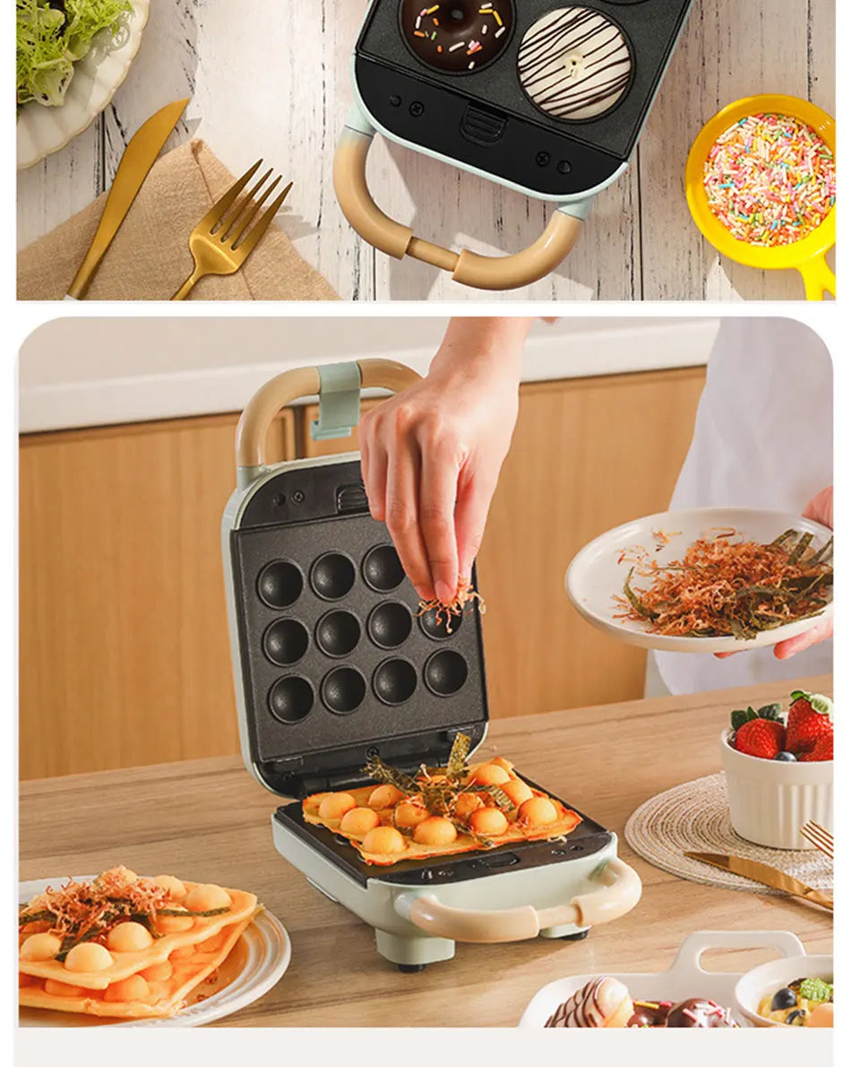 Mini Sandwich Machine Breakfast Maker Multi Cookers Toasters Electric Ovens Hot Plates Bread Pancake Waffle Donuts.