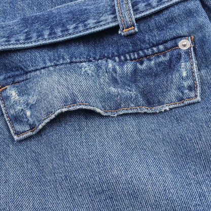 HH Women Denim Pant Sets Turn-Down Collar Long Sleeves Belt Autumn Coats+Pockets Loose High Waist Zipper Hemming Trousers.