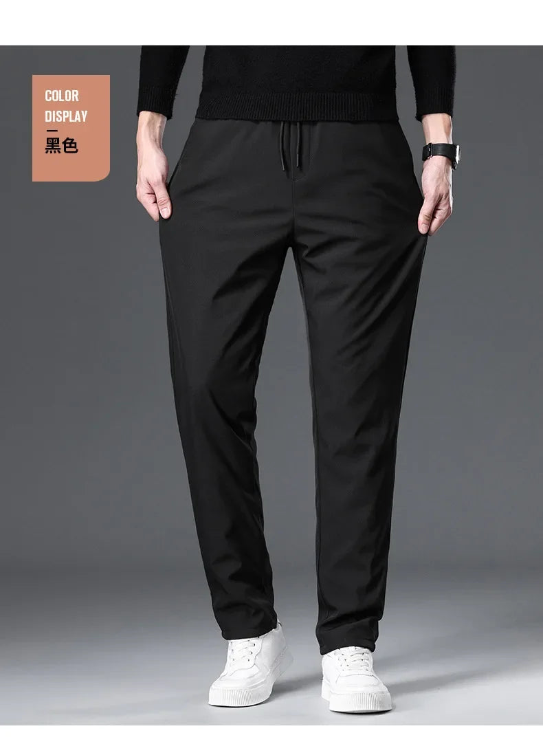New Winter Men's Down Pants High Quality Thick Warm Goose Down Padded Business Casual Pants for Male Fashion Trousers Outerwear.