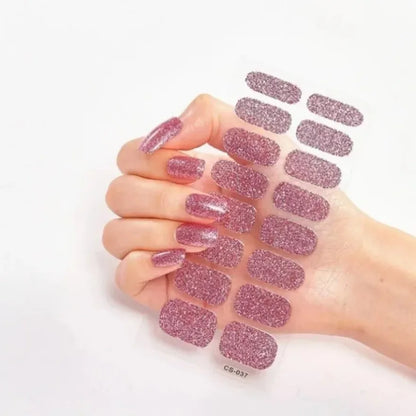 Glitter Gradient Full Cover Nail Art Stickers Fashion Silver Purple Nail Polish Strips DIY Waterproof Nail Foil Sticker Manicur