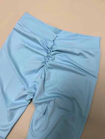 Women V Back Sports Yoga Leggings High Waist Scrunch Gym Sports Leggins Elastic V Cut Training Pants Workout Tights.