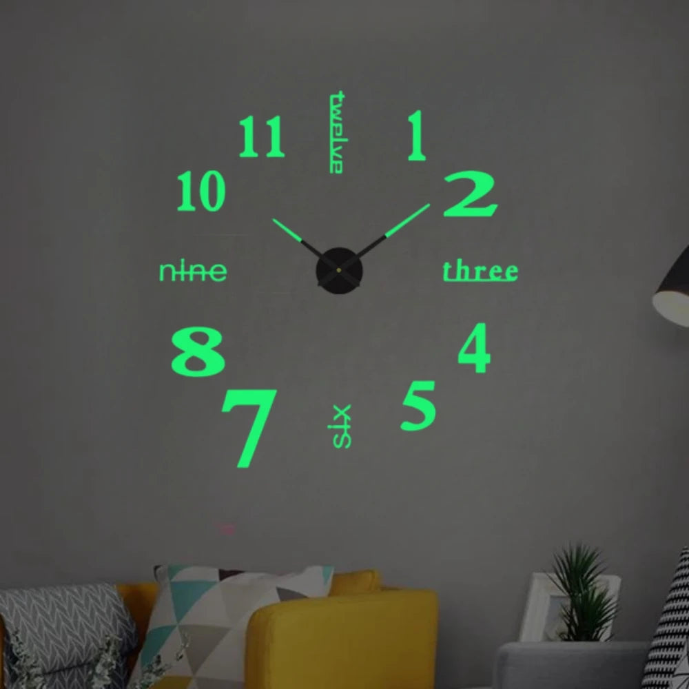 2023 Modernes Design, große Wanduhr, 3D-DIY-Quarzuhren, modische Uhren, Acryl-Spiegelaufkleber, Wohnzimmer, Heimdekoration, Horloge