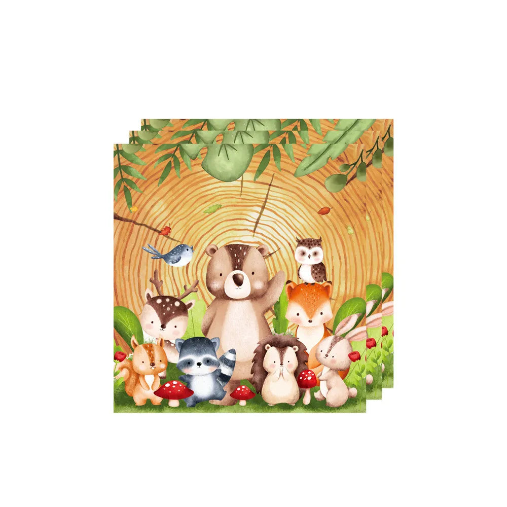 Woodland Tier Dschungel Wald DIY Party Dekoration Teller Tasse Tischdecke Geburtstag Party Baby Dusche Kinder Geburtstag Party Supplies.