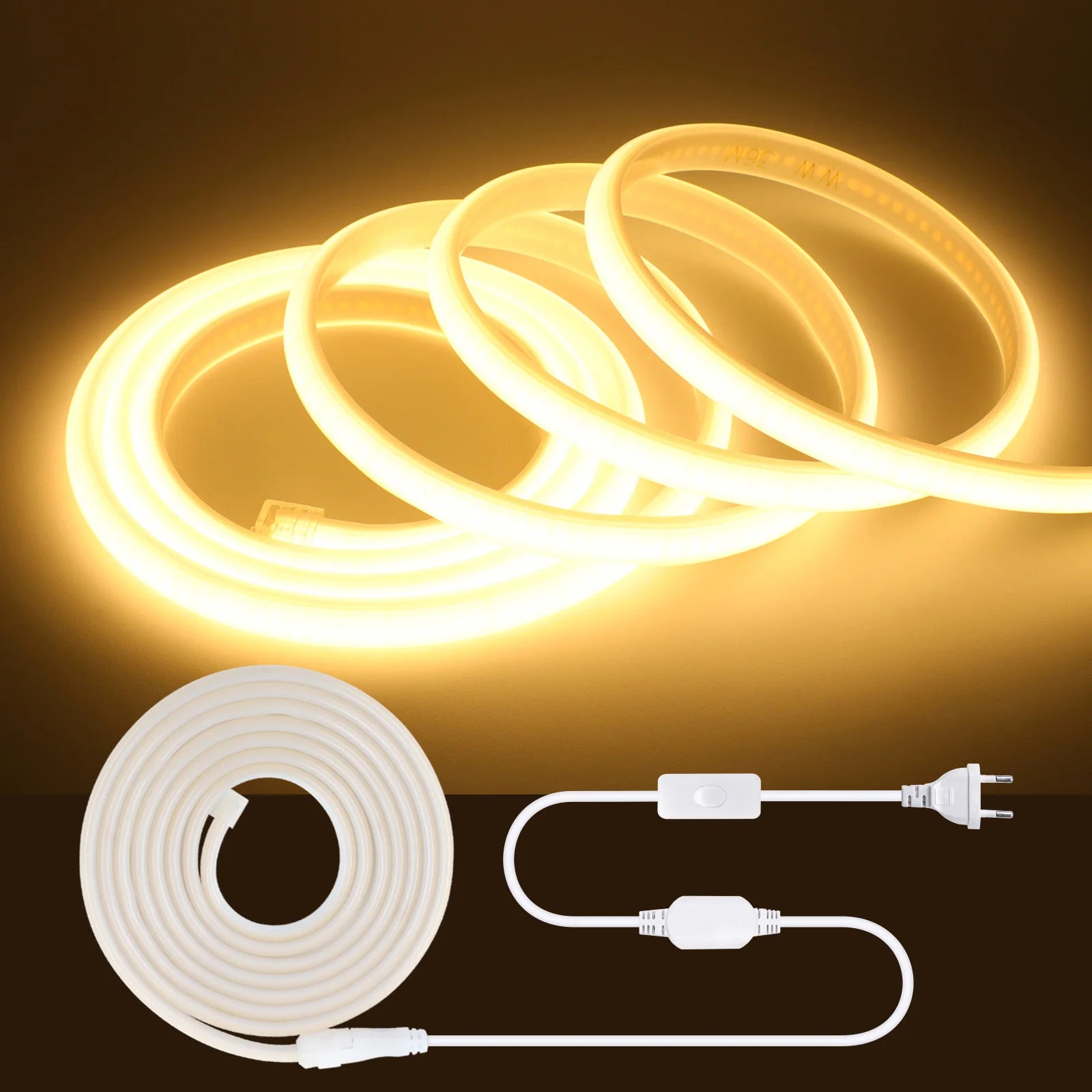 220V COB LED Light Strip Waterproof With EU Plug Red/Blue/Pink/Green Home Outdoor Garden Lighting Flex Silicone Tube Neon Lamp.