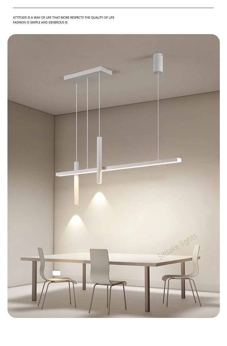 Neue Restaurant Kronleuchter moderne einfache Esszimmer Tisch Bar Lichter lange Streifen Scheinwerfer kreative Designer Pendelleuchten.