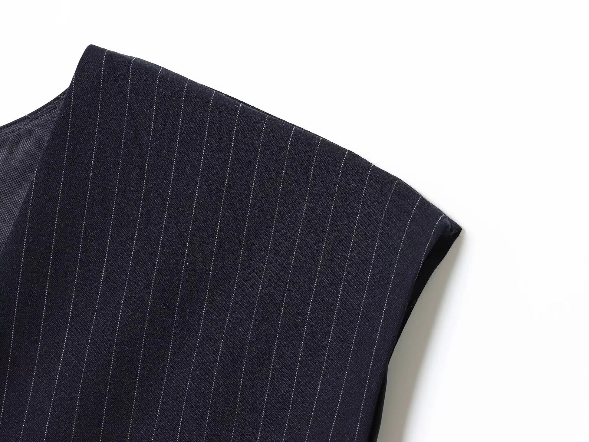 ZERAINS Autumn women's sleeveless V-neck short vest loose fit with waistband pleated high waisted pants set.