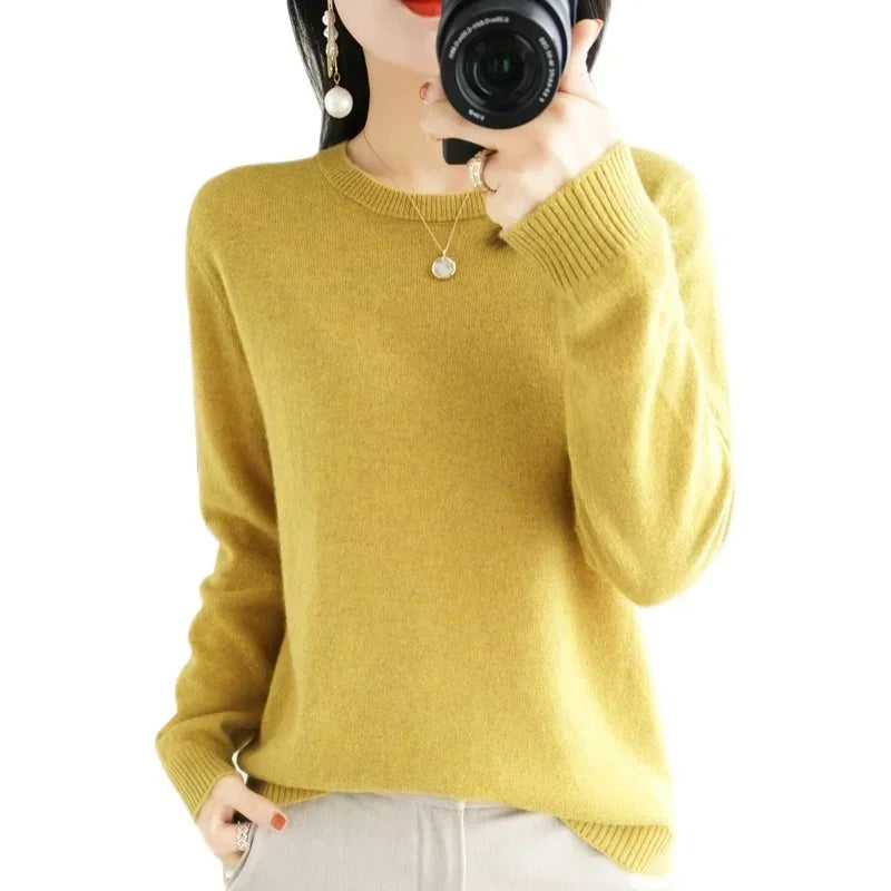 Frauen Pullover Herbst Winter Lange Hülse O-ansatz Pullover Warme Bodenbildung Shirts Koreanische Mode Pullover Strickwaren Weiche Jumper.