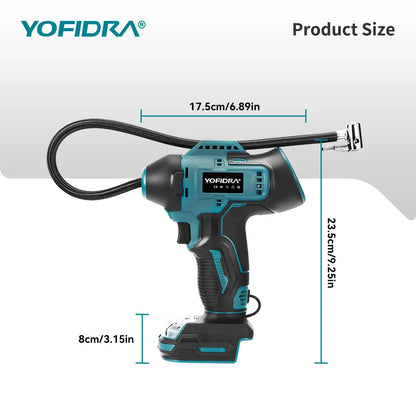 YOFIDRA Aufblasbare Elektrische Luftpumpe Digital Display Auto Reifen Inflator Automatische Luft Inflator Power Tool Für Makita Batterie Pin