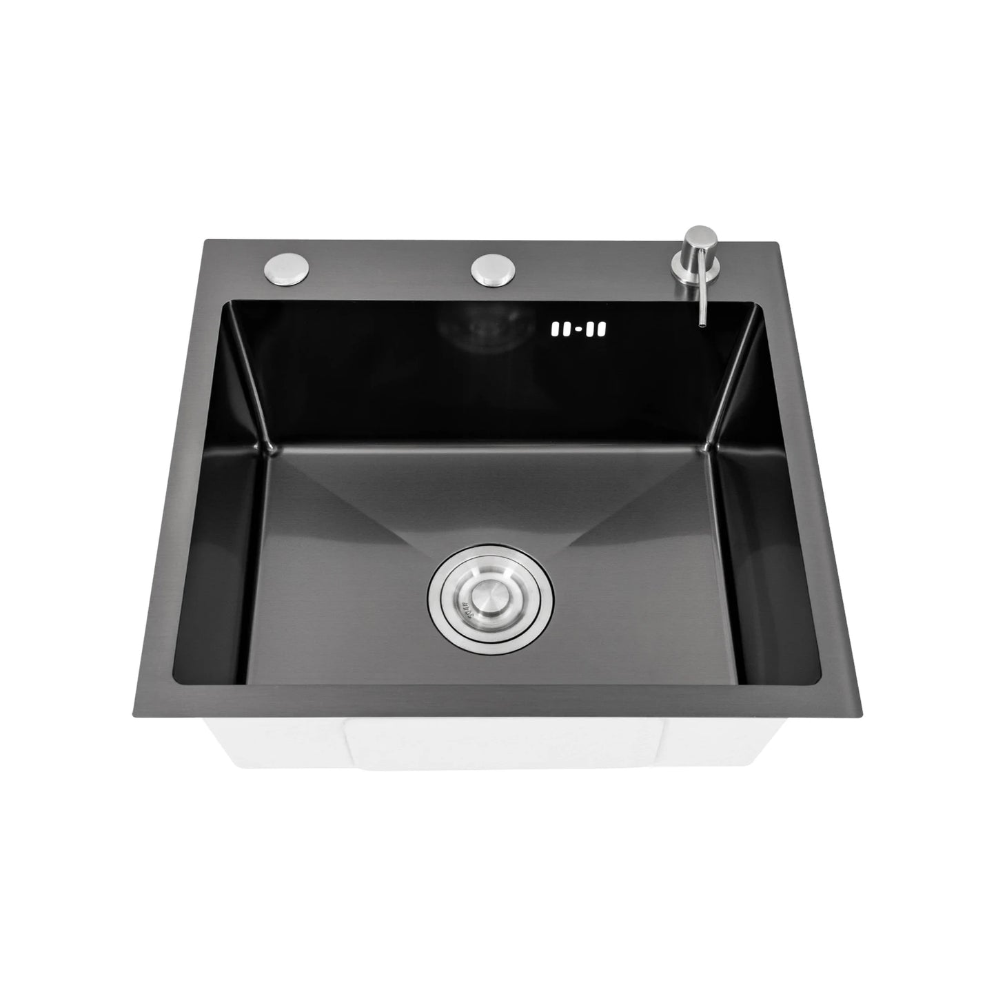 Küchenspüle, Edelstahlspüle, schwarze Edelstahlspüle, schnelle Entwässerung, gute Abdichtung, X-förmige Wassergeleitungsleitung