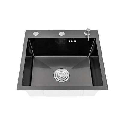 Küchenspüle, Edelstahlspüle, schwarze Edelstahlspüle, schnelle Entwässerung, gute Abdichtung, X-förmige Wassergeleitungsleitung