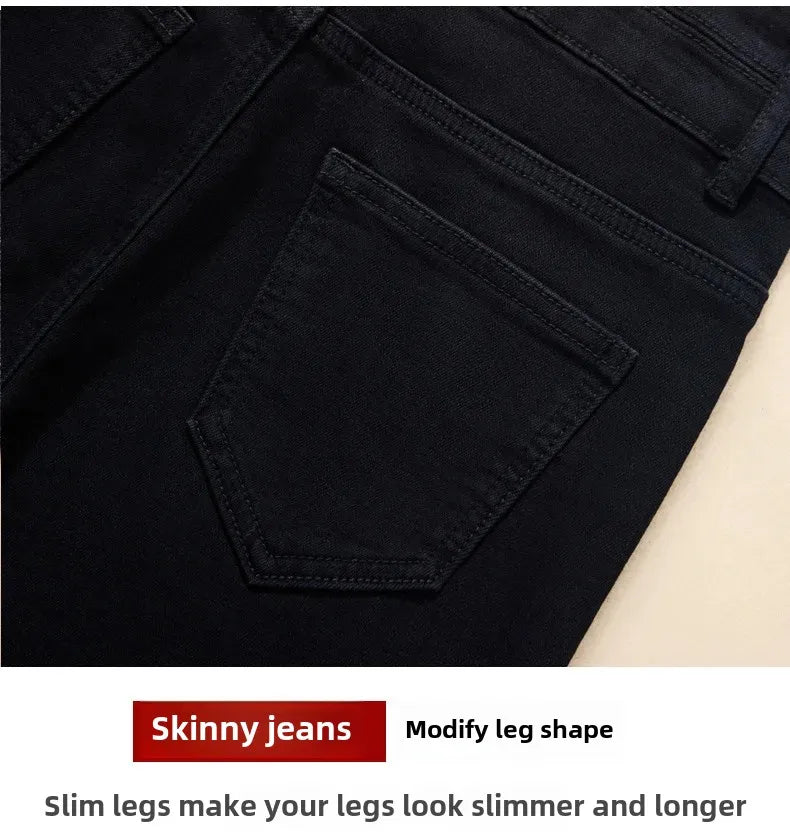 Spring Autumn 2024 New Style High-Waisted Black Jeans Women's Versatile Elastic Slimming Pencil Pants Fashionable Chinese Style.