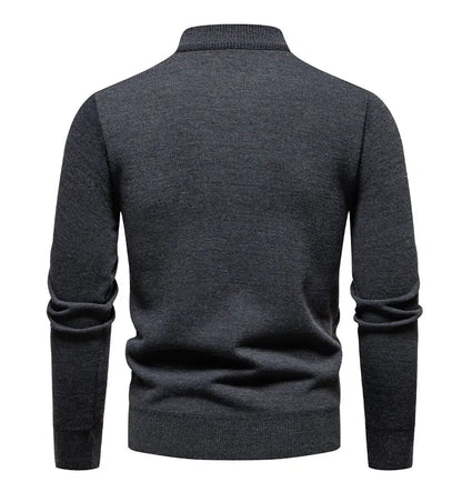 Autumn Winter Men's Half Zipper Knitted Pullovers Solid Slin Fit Casual Sweater Male Fleece Warm Stand Collar Pullover Sweaters