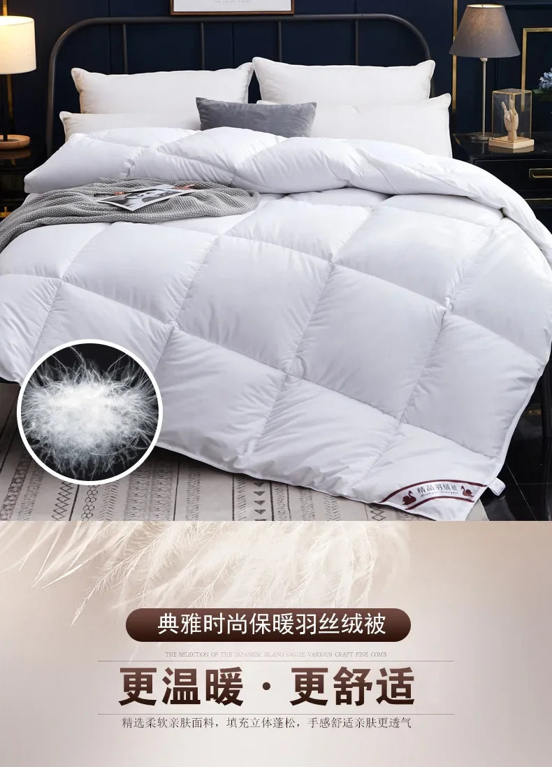 Winter Quilted Quilts Blanket 95% White Goose Down Soft Goose Down Warm Winter Duvet 거위털 이불 구스이불 거위Size King Twin Cover.