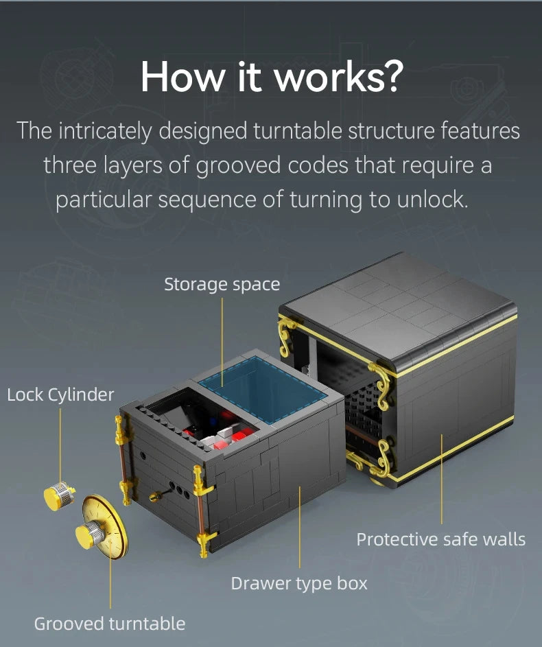 Cada 422PCS City Retro Combination Safe Building Blocks The Secret of Safe Experiment Education Bricks Toys Boys Gifts.