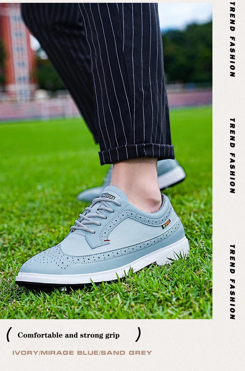 Fashion Men Golf Shoes Leather High-Quality Sports Shoes Non-Slip Waterproof Golf Professional Training Shoes Large Size 39-47.