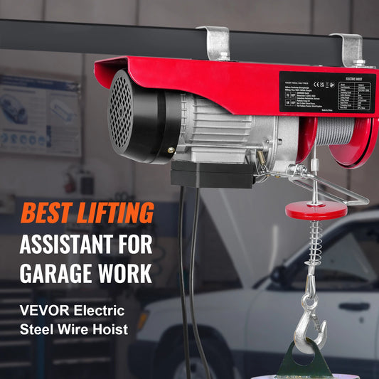 SucceBuy 880/1760/2640lbs Wired Electric Hoist with 40ft Lifting Height & Pure Copper Motor Electric Steel Wire Winch for Garage.