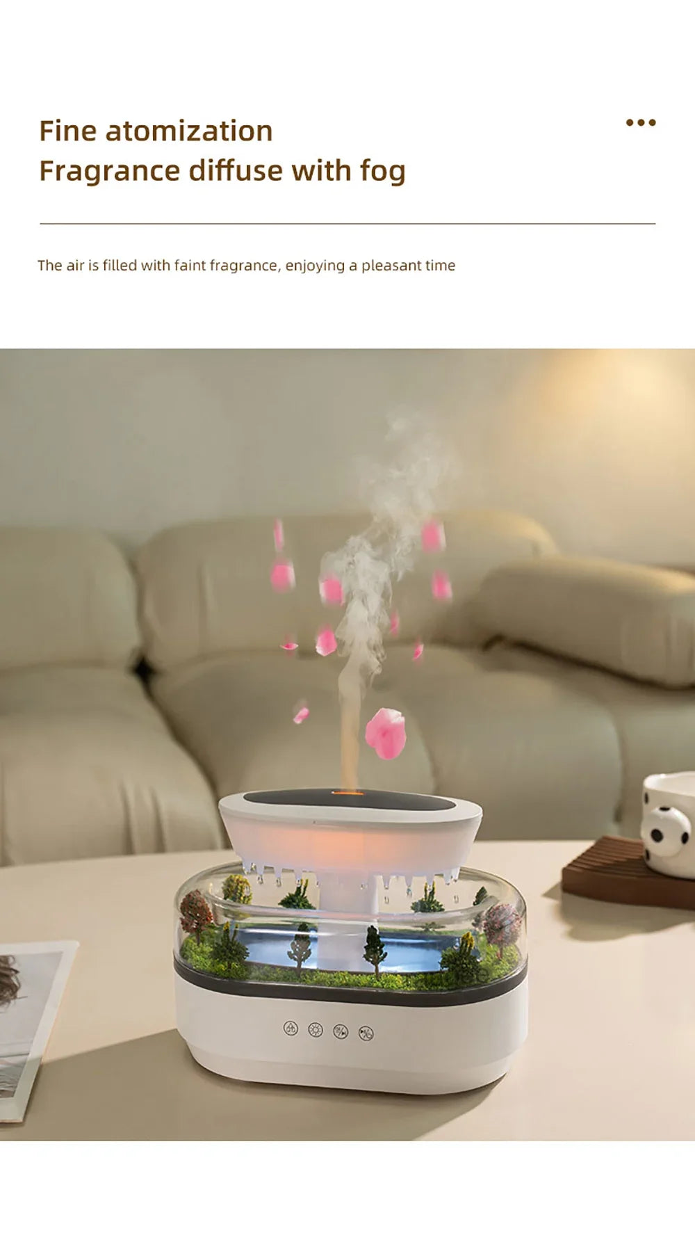 New Aroma Humidifier Raindrop Air Humidifier Colorful Atmosphere Light White Noise Music Essemtial Home Oil Fragrance Diffuser.