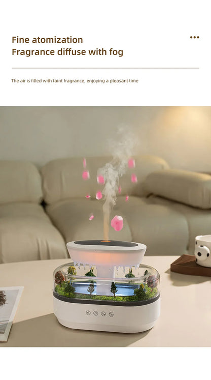 New Aroma Humidifier Raindrop Air Humidifier Colorful Atmosphere Light White Noise Music Essemtial Home Oil Fragrance Diffuser.