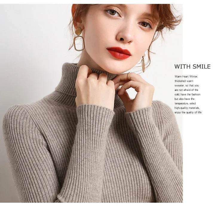 Rollkragenpullover für Damen im Herbst, gestrickt, weiche Pullover, Pullover, grundlegende weiche Pullover für Damen, 2026, Herbst und Winter.