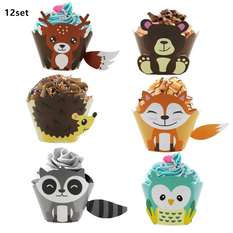 Woodland Tier Dschungel Wald DIY Party Dekoration Teller Tasse Tischdecke Geburtstag Party Baby Dusche Kinder Geburtstag Party Supplies.