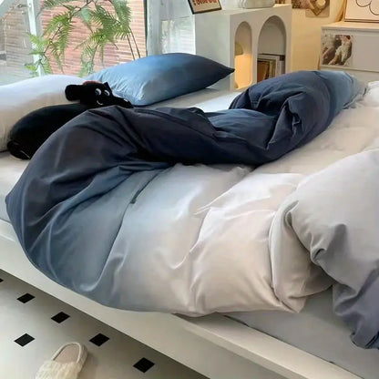 Solid Grey Matcha Color Bedding Set Adults Kids Twin Full Queen Size Bed Flat Sheet Duvet Cover Set Pillowcases Simple Bed Linen.