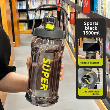 Summer cup, large capacity water cup, shatterproof, high temperature resistant sports water bottle, portable straw.