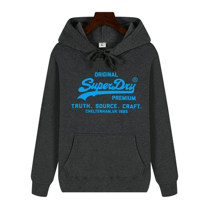 SUPERDRY Brand Men's Autumn and Winter Fashion Casual Hooded Sweatshirt Street Hip-hop Retro Sweatshirt Sports Men's Hoodie.