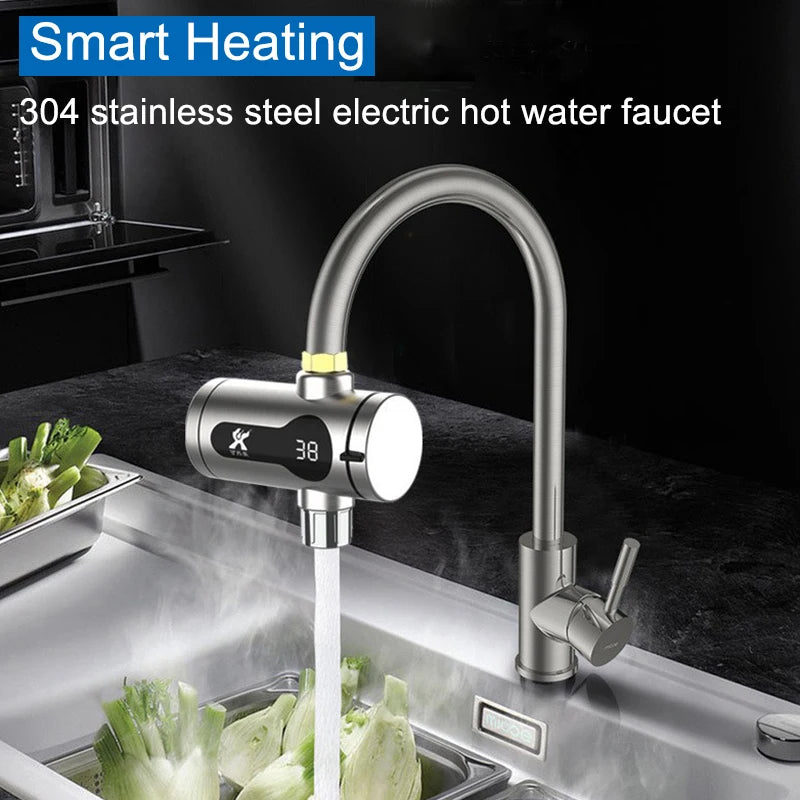 2025 New Kitchen stainless steel electric hot water faucet instant hot heating faucet water heater hot and cold.