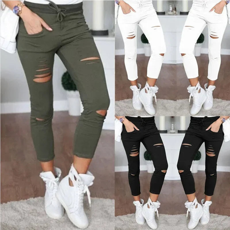 Zerrissene Jeans für Damen, große Größe, zerrissene Hose, Stretch-Bleistifthose, Leggings, Damenjeans, Damenjeans.