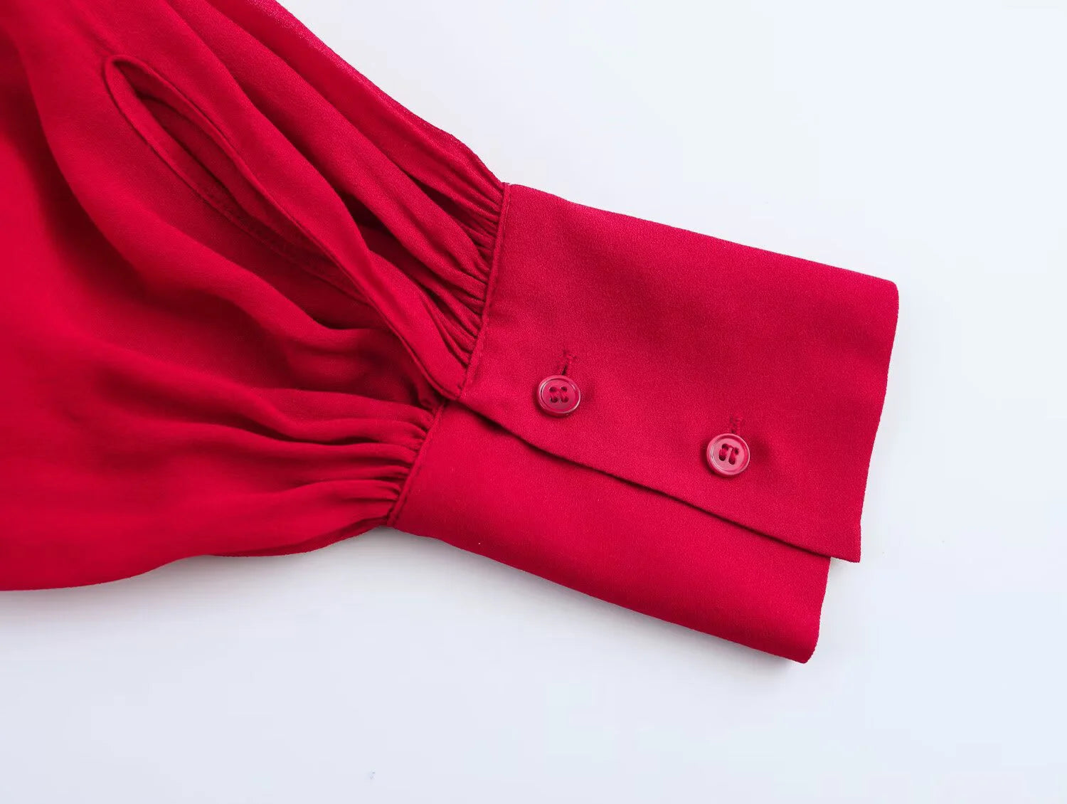 DEEABAE Bow Ribbon Red Chiffon Shirt Women's Early Spring New French Style High-end Temperament Age-reducing Top.