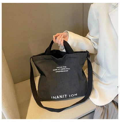 Japanese Canvas Men's and Women's Simple Cross-body Bag Wash Canvas Thick Handbag Large Capacity Arts Students Package Satchel