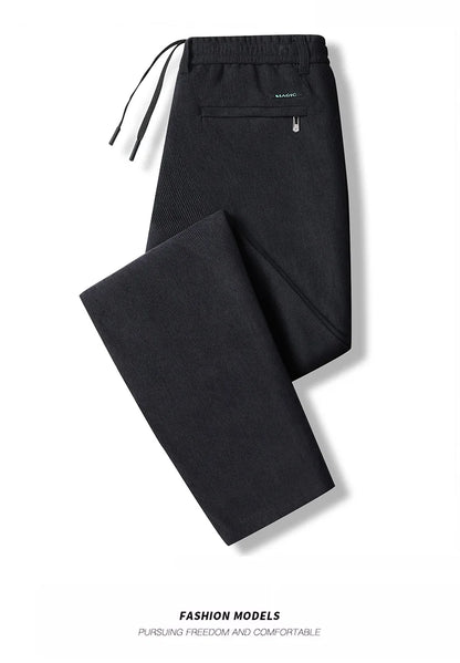 Men's Casual Pants Elastic Waist Sweatpants Autumn Winter Clothes Drawstring Trousers Male Corduroy Warm Large Size Pants.