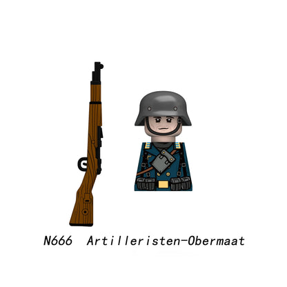Military WWII Figure Building Blocks Accessories MP40 Rocket Launcher MG42 Officer Army Camouflage Soldier Pzf 98K Toy Gift N029