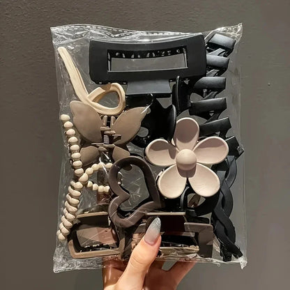 11Pcs Assorted Hair Claw Clips Versatile Elegant & Cute Hair Accessories for Work Travel and Daily Photoshoots Matte Design.