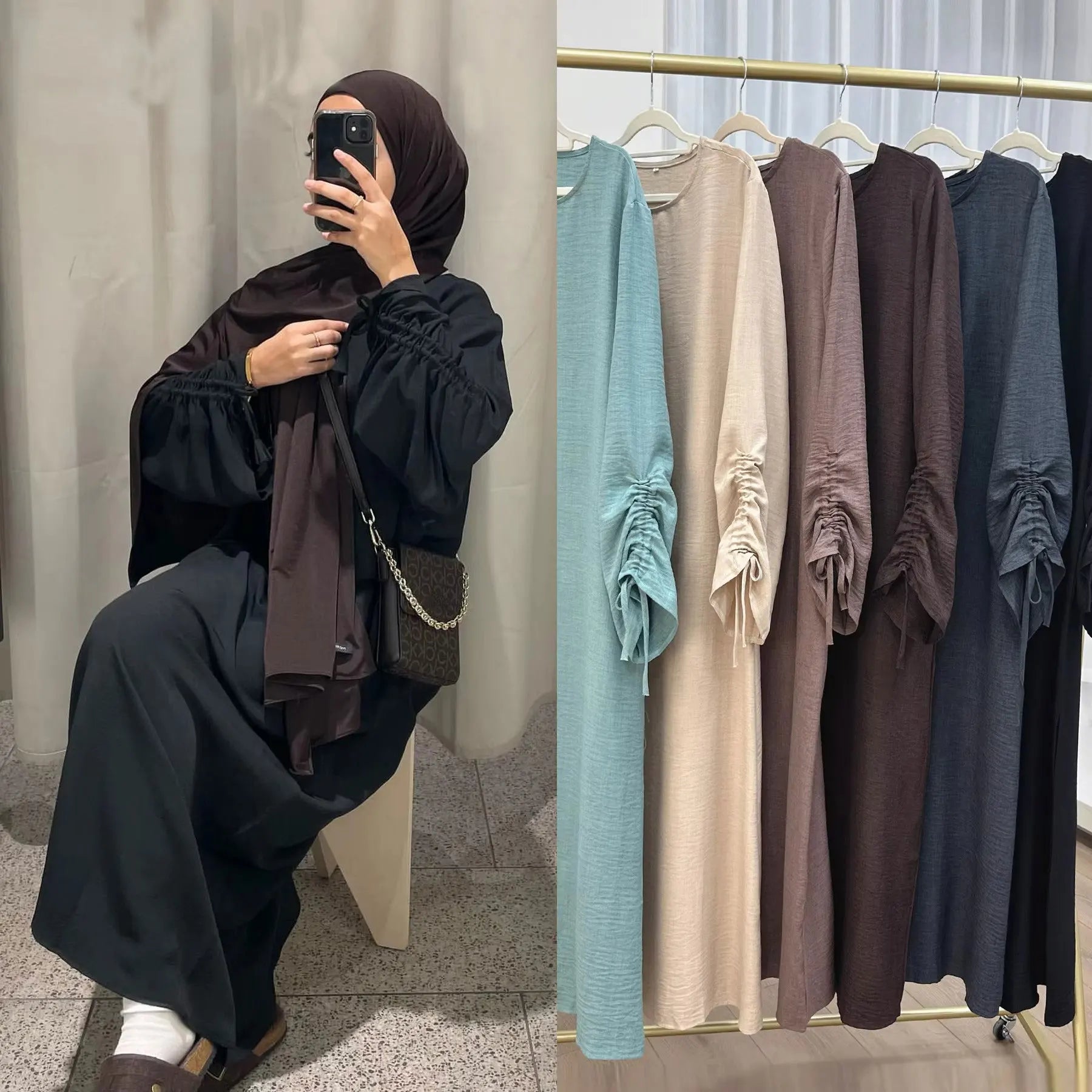 Eid Islamischen Modest Kleid für Frauen Abaya Spitze-up Hülse Marokko Casual Ramadan Vestidos Gebet Kaftan Dubai Muslimischen Lange robe.
