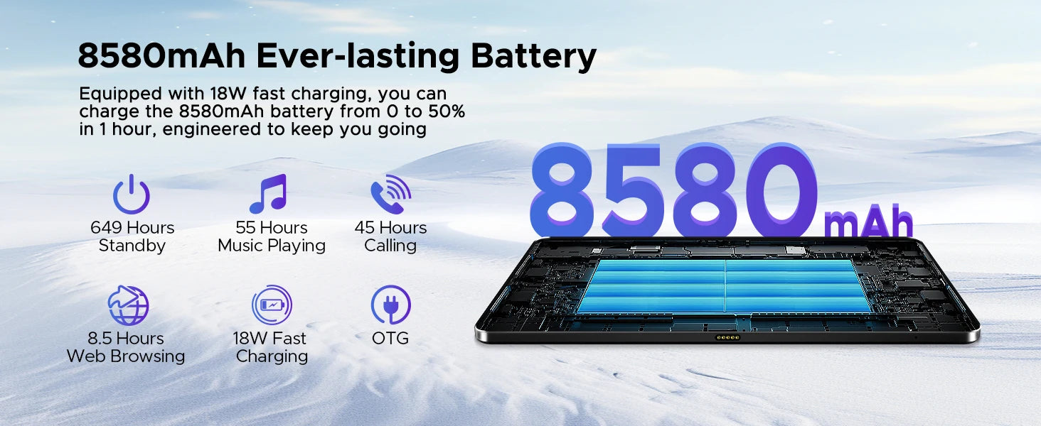 DOOGEE T40 Android Tablet 14 11 ''IPS 2.5K 8GB RAM 512GB ROM Helio G99 8580mAh 18W Charge Face Unlock 7.6mm ultra-thin Tablet.