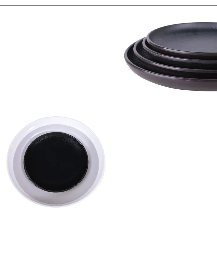 Hotpot Restaurant Melamine Tableware Black Frosted Dinner Plate Japanese Sushi Plates Not Easily Broken Snack Fruit Dishes.