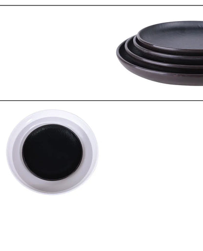 Hotpot Restaurant Melamine Tableware Black Frosted Dinner Plate Japanese Sushi Plates Not Easily Broken Snack Fruit Dishes.