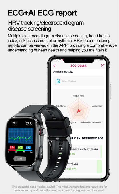 SmartWatch Voice Call Push reminder Physical examination Health Watch Blood Pressure UricAcid Blood Oxygen ECG Sport Smart watch.