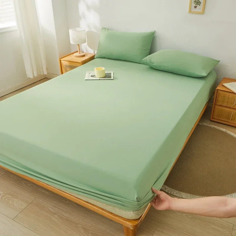 Brushed Mattress Cover Double/Queen Size Solid Color Fitted Sheet For Double Bed Anti-Mite 침대커버 200X220cm 매트리스커버 (No Pillowcase).