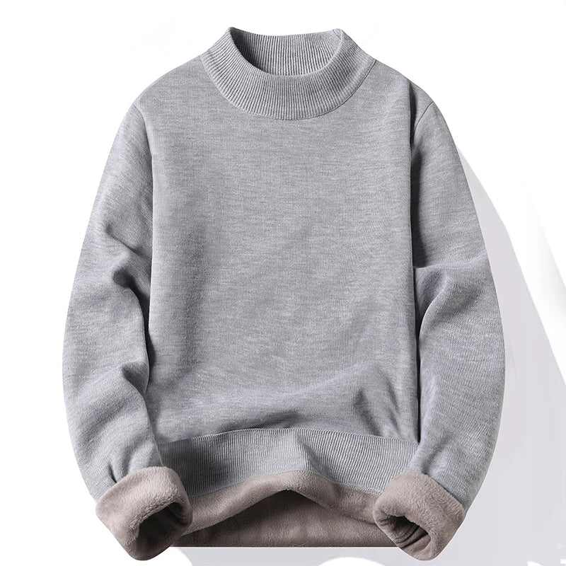 Knitwear Sweater New Autumn/Winter Mock Neck Sweatshirts Solid Color Pullovers Man Brand Casual Mens Clothing