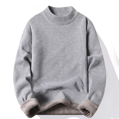 Knitwear Sweater New Autumn/Winter Mock Neck Sweatshirts Solid Color Pullovers Man Brand Casual Mens Clothing