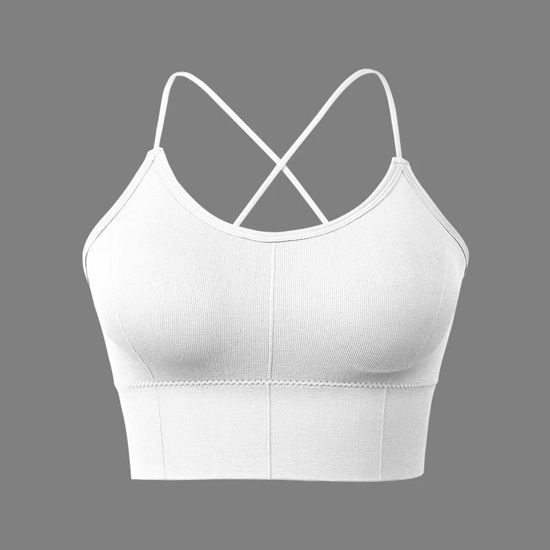 VEQKING Women Cross Strap Sports Bra Top Women Push Up Sport Bra Yoga Gym Crop Top Brassiere Fitness Top Sport Breathable Bras.