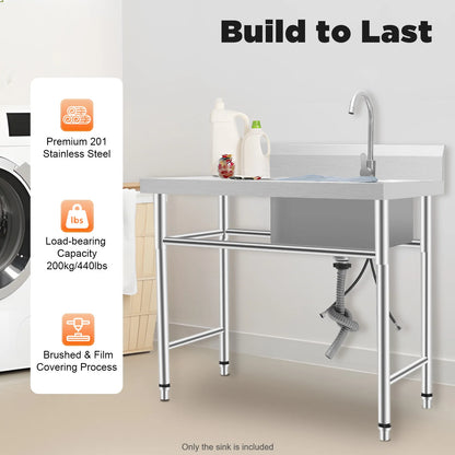 [Edelstahlspüle] 201 Edelstahlspüle – 100 x 60 x 93 cm – für gewerbliche Räumlichkeiten – tiefes Becken