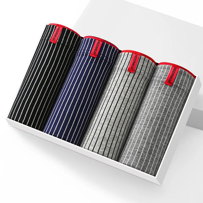 4Pcs Boxer Shorts männer Unterwäsche Sexy Höschen Baumwolle Boxer Gestreiften Unterhose Männlichen Shorts U Konvexen Dessous Plus Größe 2XL-6XL